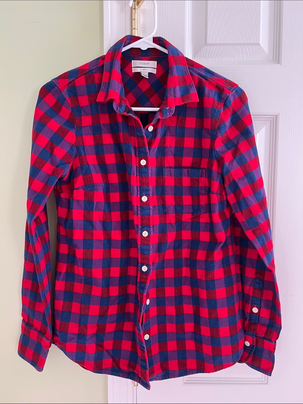 J. Crew Red and Blue Check Button-Down Shirt